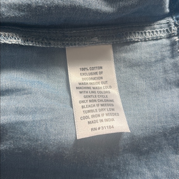 100% Cotton crown & ivy blue v neck small dress 3/4 sleeve knee length - Picture 7 of 8